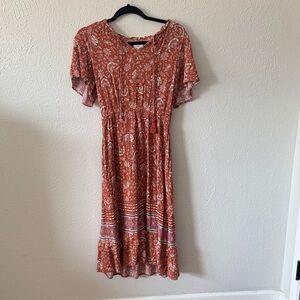 Knox Rose Terracotta Paisley Midi Dress